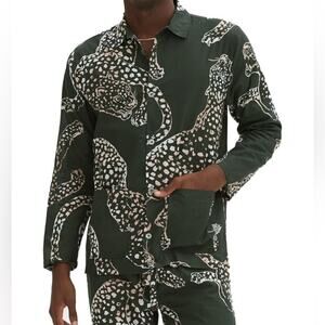 Desmond & Dempsey Men's Pocket Pajama Long Sleeve Shirt Jaguar Green Size Large